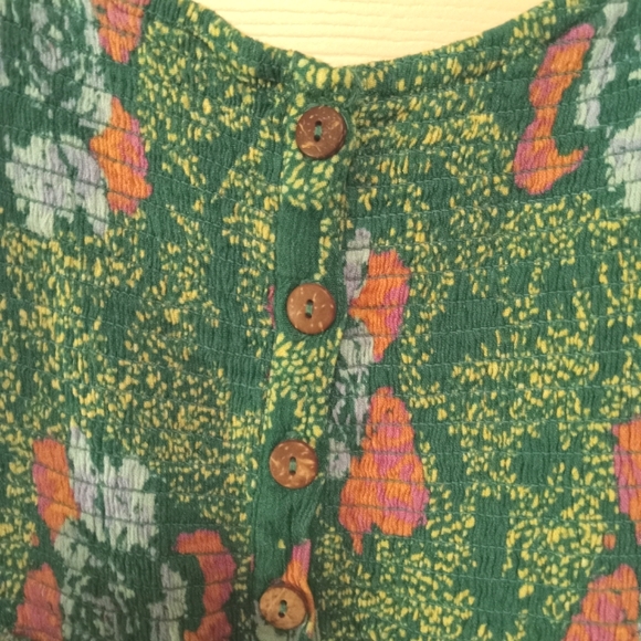 FREE PEOPLE green print open back flounce mini dress. XL - Picture 4 of 13